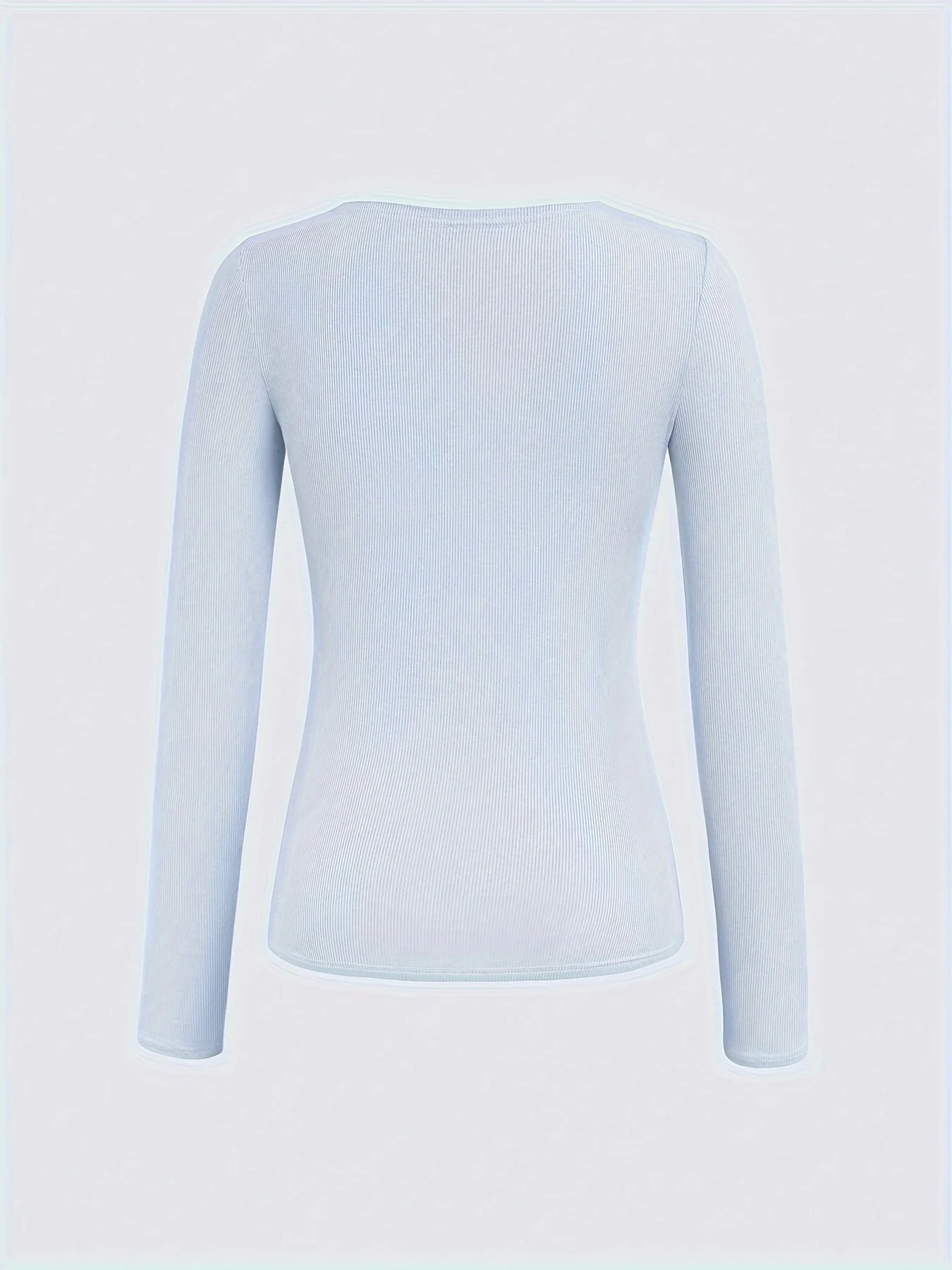 Plus Size Women\'s Long Sleeve Ribbed Henley Top with Button Detail Casual Slim Fit Blouse