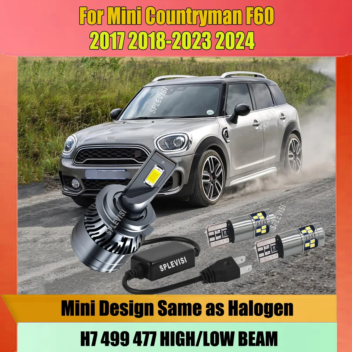 Automotive H7 Headlight Bulbs Main Dipped Beam All-in-one design For Mini Countryman F60 2017 2018 2019 2020 2021 2022 2023 2024
