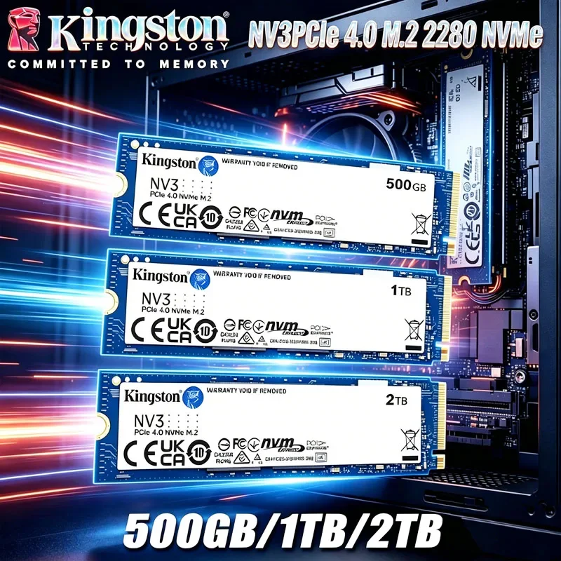 Kingston NV3 PCIe 4.0 NVMe SSD M.2 2280 Solid State Drive 500GB 1TB 2TB Internal Hard Drive Up to 6000Mb/s High Speed Hard Disk