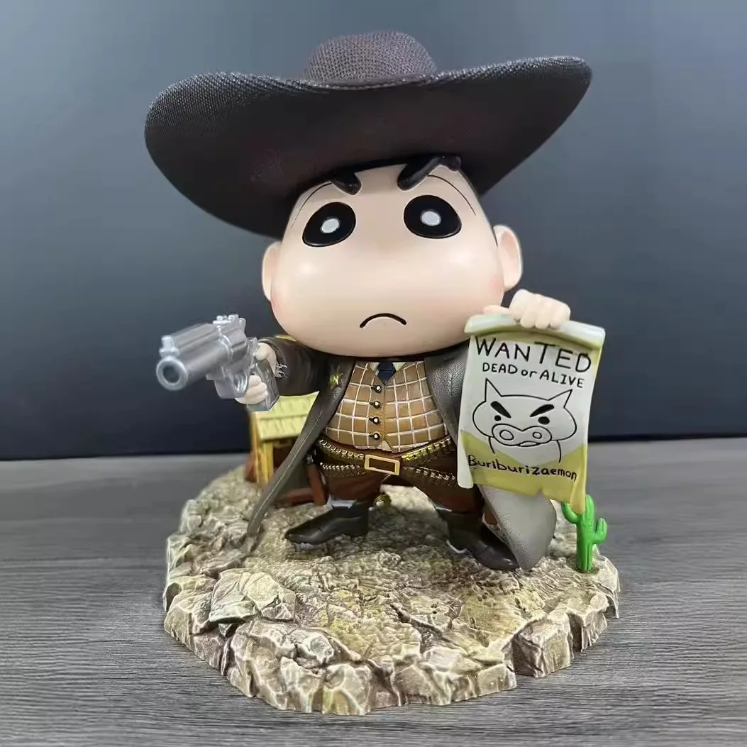 15cm Crayon Shin-Chan Red Dead Redemption Western Denim Series 2 Styles Wanted For Gun Play The Guitar Anime Figures Model Gifts