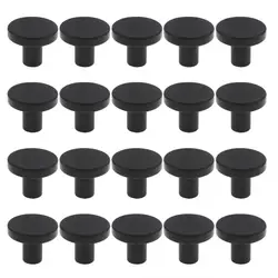 20Pcs Round Kitchen Cabinet Knobs Solid Dresser Knobs Matte Cabinet Knobs for Cabinets/Single Hole Black Knobs/Drawers Hardware