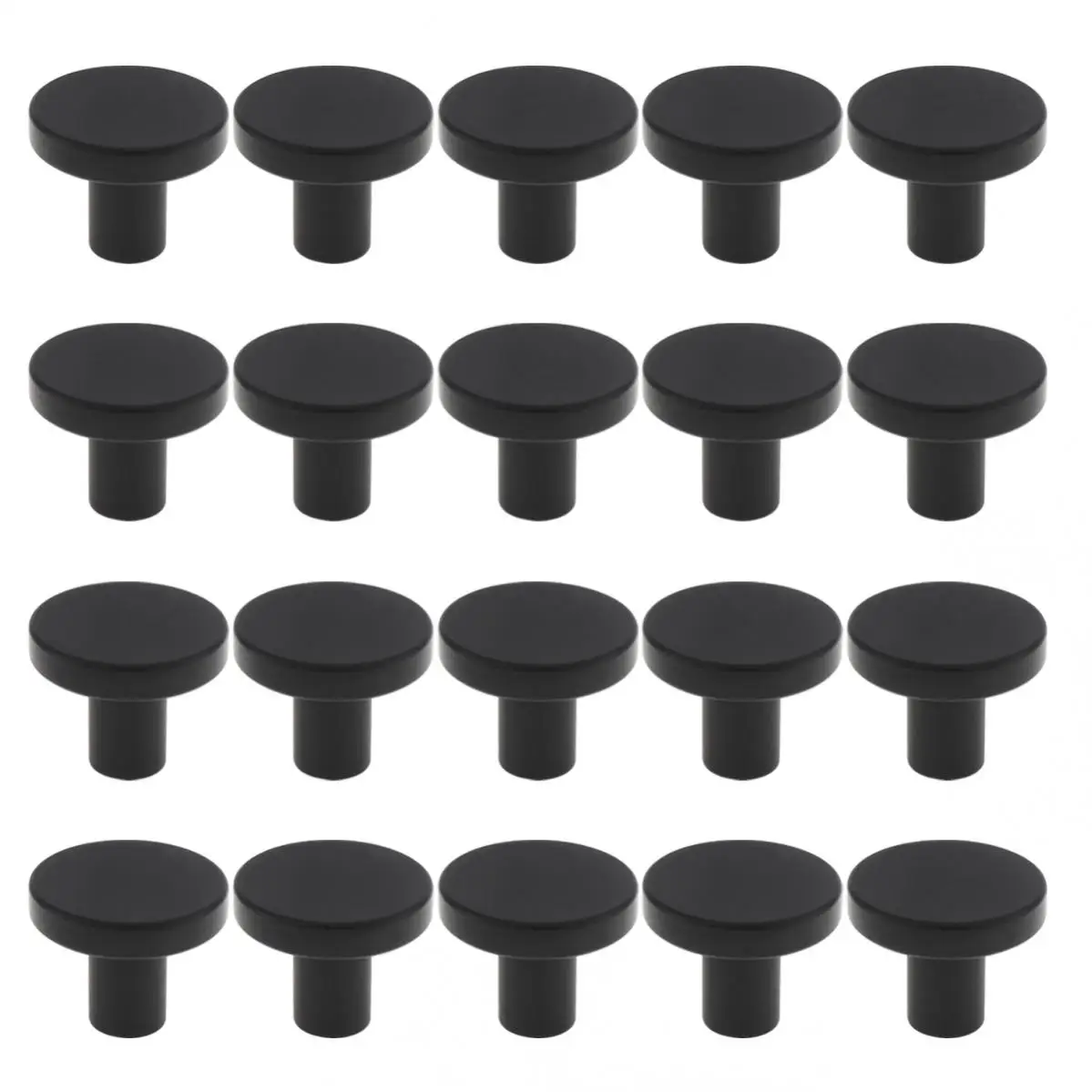 20Pcs Round Kitchen Cabinet Knobs Solid Dresser Knobs Matte Cabinet Knobs for Cabinets/Single Hole Black Knobs/Drawers Hardware