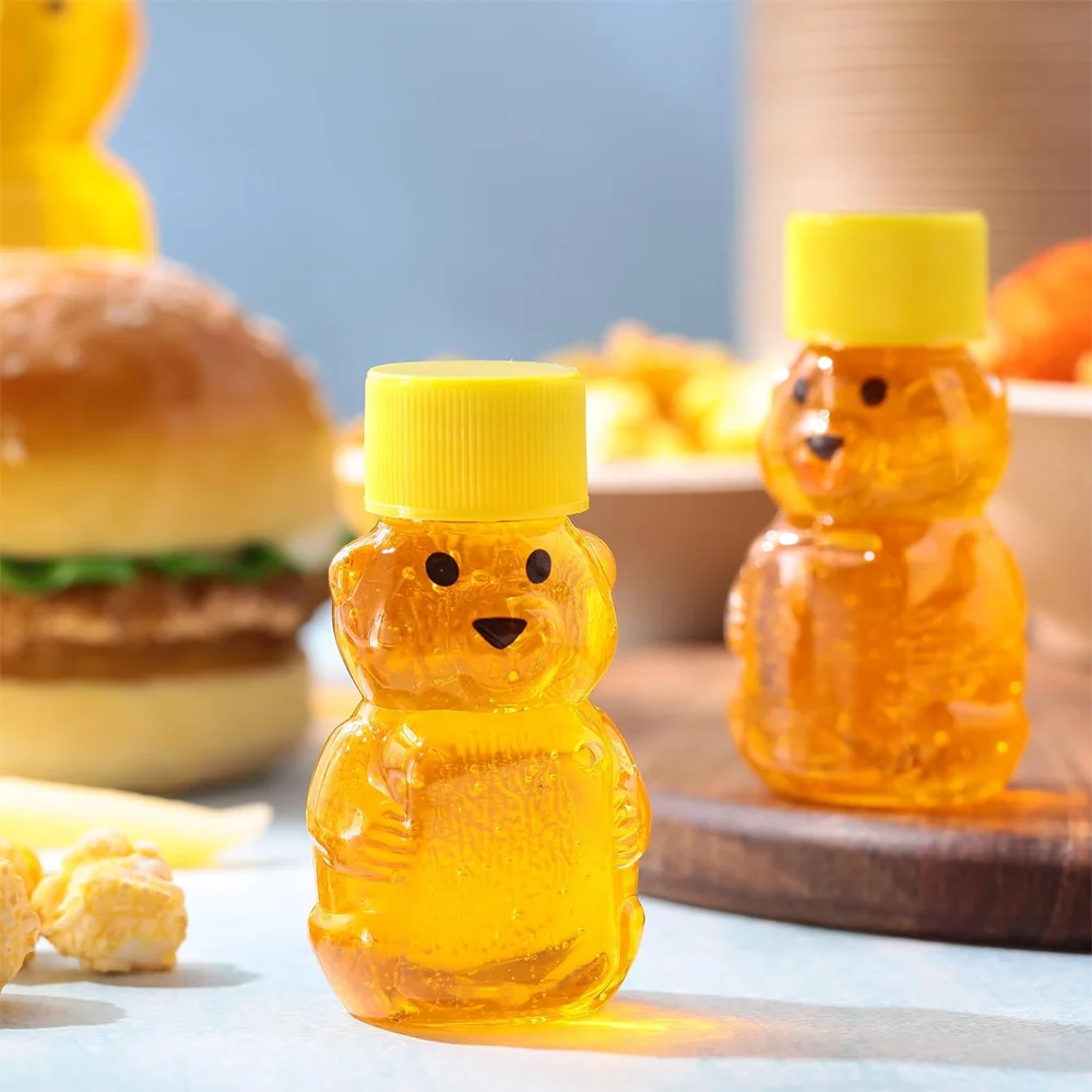 96 Pieces 2 oz Plastic Honey Bear Bottle for Storing and Dispensing Holiday Baby Shower Gifts