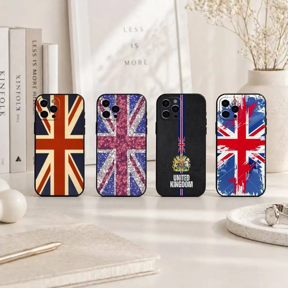 

Union Jack UK Flag Phone Case For iPhone 17,16,15,14,13,12,11 Plus,Pro Max,XS,Soft Silicone Black Cover
