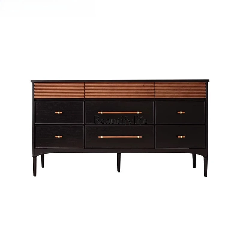 

*French retro solid wood chest living room bedroom bedside storage cabinet