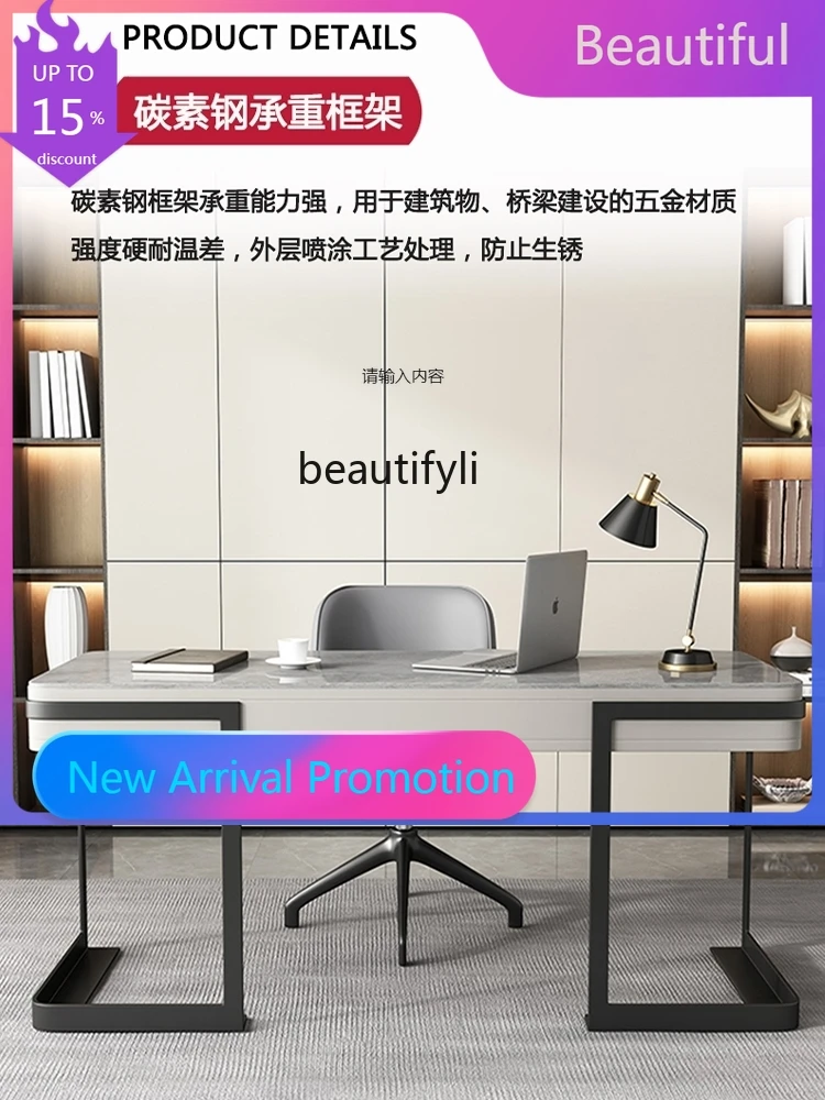 

Nordic Light Luxury Modern Designer Italian Minimalist Desk Home Office Stone Plate Laptop Desk G1218