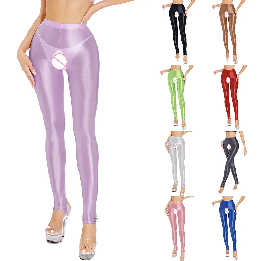 

Women Silky Glossy Bright Large Size Open Crotch No Take Off Pantyhose Tights Ladies High Waist Sexy Stocking Legging