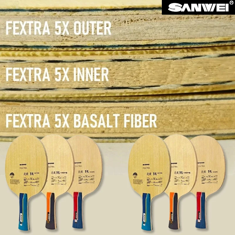 

Настольный теннисный ракетка SANWEI FEXTRA 5X, синяя/синяя, из углеродного волокна ALC, профессиональная, 7-слойная, из базальтового волокна