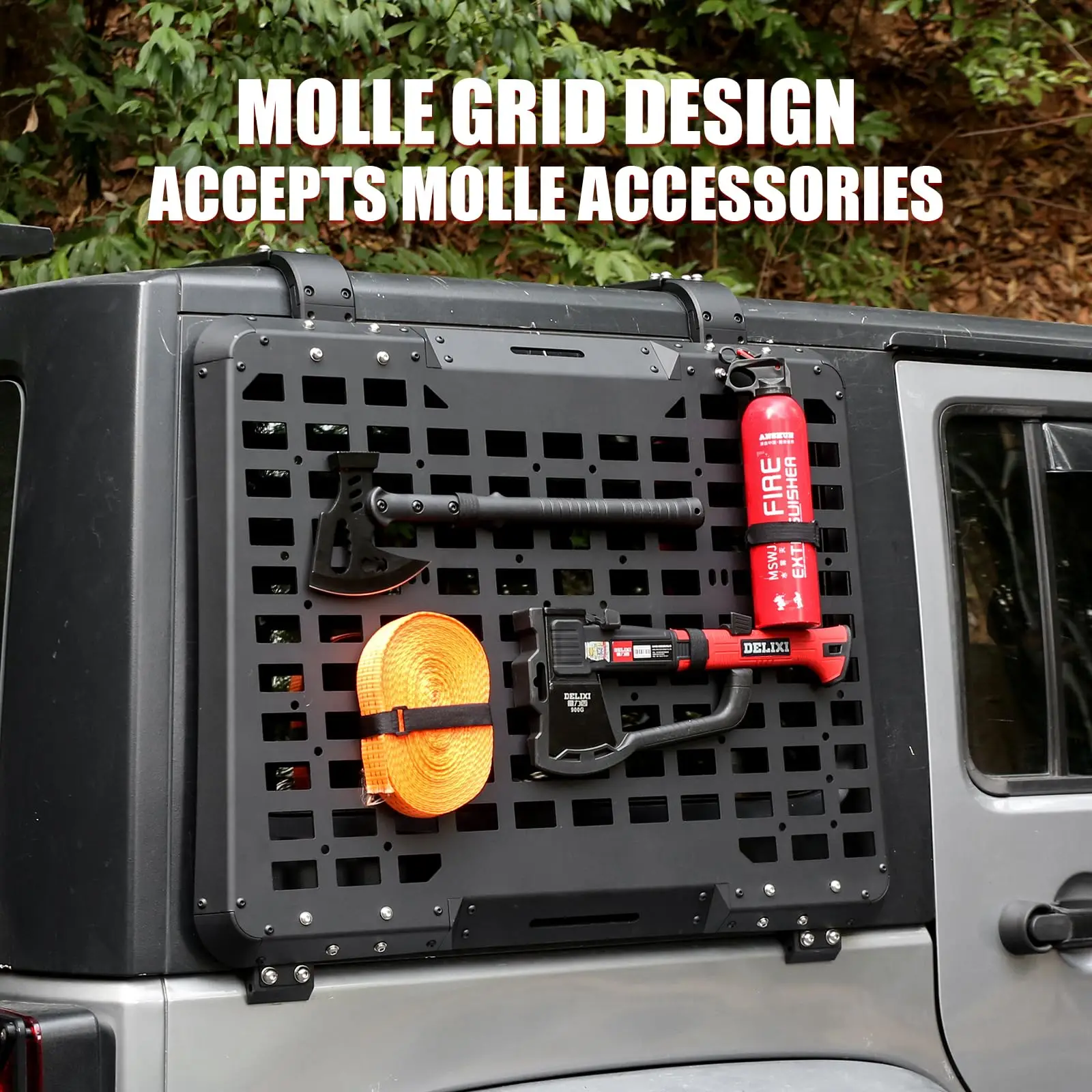Rear L & R Window Storage Molle Panel Tactical Organizer Kit Car Window Protection For Jeep Wrangler JK 2007-2018 4-Door
