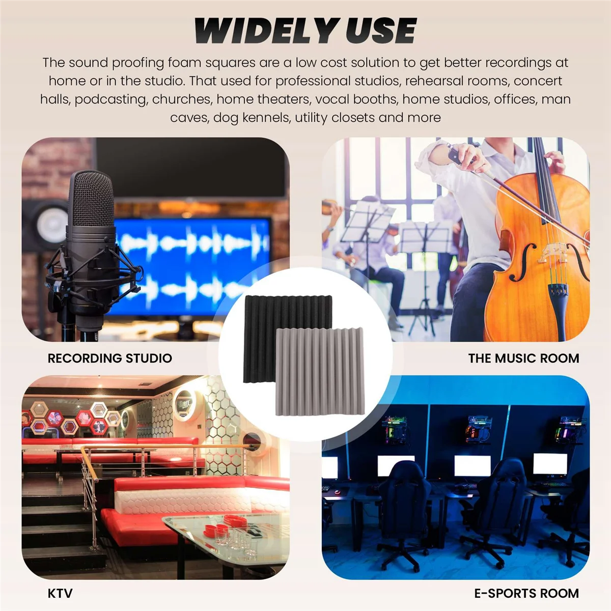 الأحدث! 12 قطعة من ألواح الرغوة الصوتية، بلاط إسفين الاستوديو، لوحة حائط معالجة هرمية عازلة للصوت من الفوم الصوتي 2.5 × 30 × 30 سم