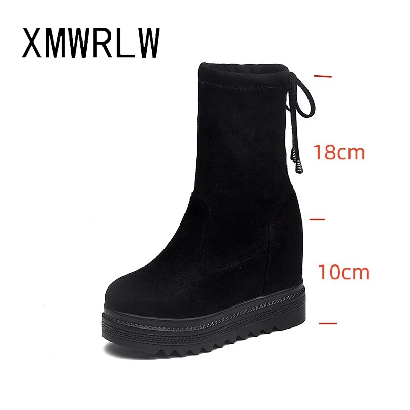 XMWRLW Women\'s Winter Ankle Boots Fashion High Heels Ladies Ankle Boots Platform Shoes Rubber Sole Non-Slip Shoes Winter Boot