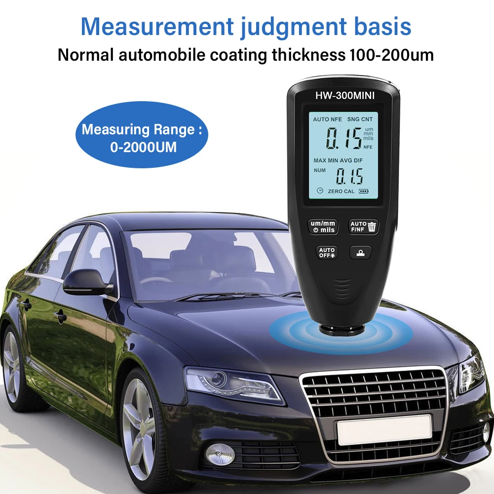 High-precision Digital Auto Coating Thickness Gauge Non-slip Paint Nutomobile Thickness Gauge HW300-MINI