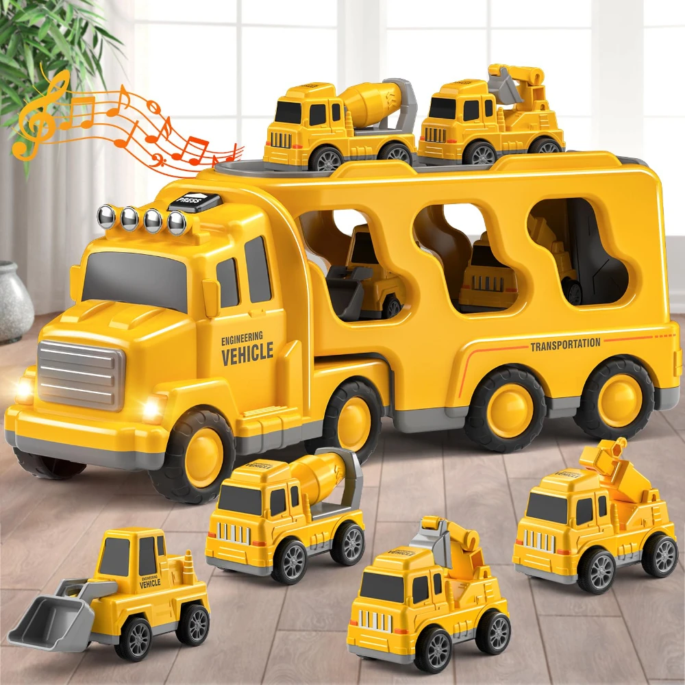 WizKidz - 7 In 1 Construction Car Truck Toy Set For Ages 3 + Year Old Boys & Girls Birthday Gift Accessories Toys For Toddlers