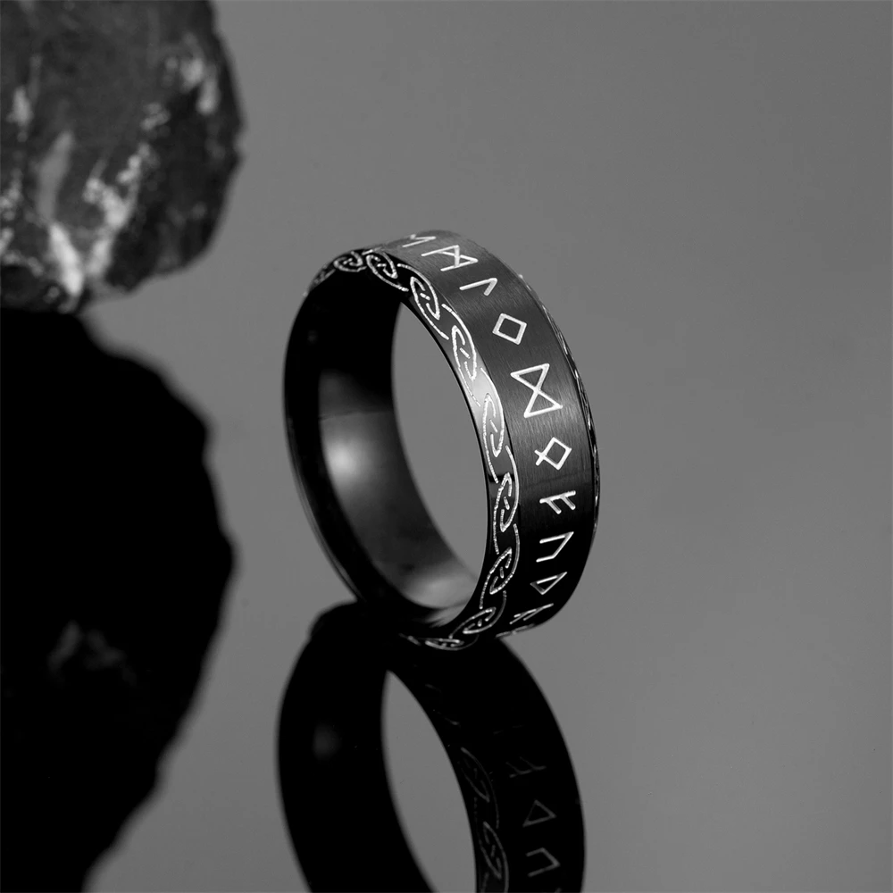 Antique Silver-Plated Vikings Runes Odin Rings Stainless Steel Nordic Slavic Amulet Men Women Vintage Ring Scandinavian Jewelry