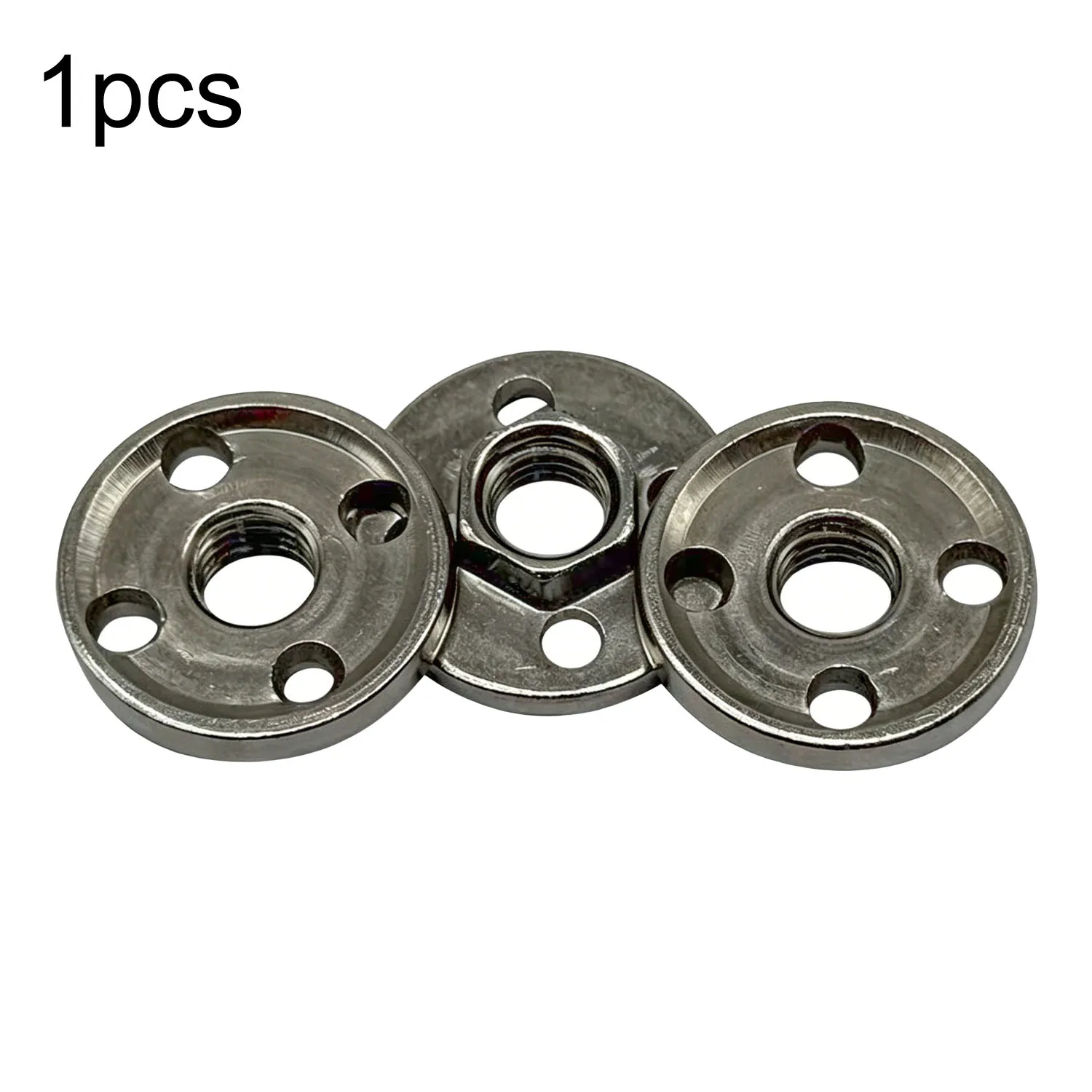 Metal Upper Pressure Plate Flange Nut For 100-Type Angle Grinder, 4-Hole 10mm Thread Locking Disc, Silver 30x30mm