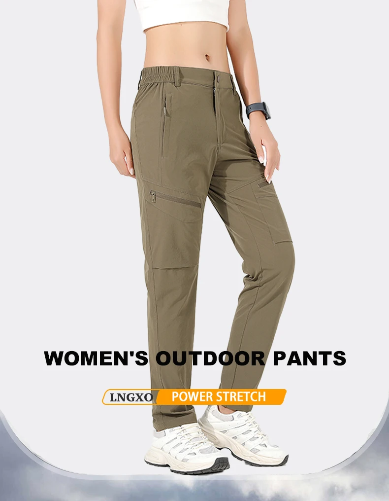 JNLN Wanderhose Damen 4-Wege-Stretch Wasserdichte Sommer-Cargohose Trekking Klettern Camping Outdoor-Sport Bergsteigerhose – Detail 4