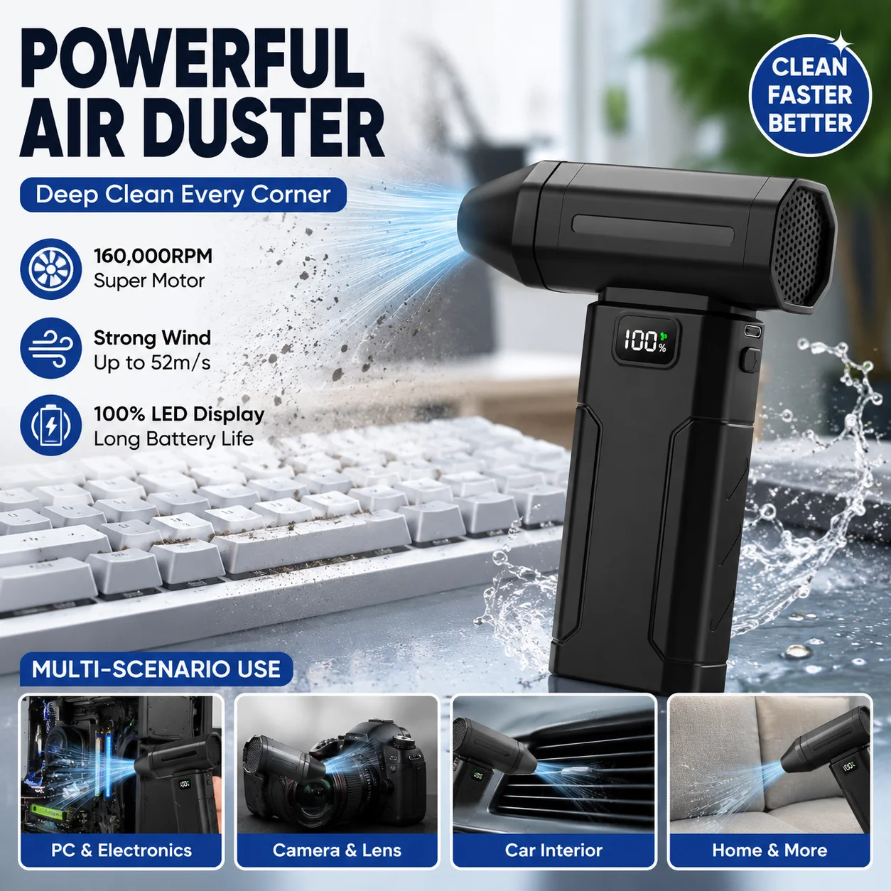 Turbo Jet Fan 160000RPM Brushless Blower Powerful Electric Air Blower Vacuum Dust Cleaner Portable Dust Cleaner Violent Fan Snow