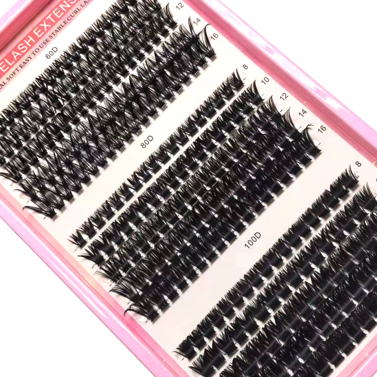 Wispige Wimpernbüschel mit Spitzen für Salon-Effekt DIY D-Kurve Wimpernverlängerungen Vollständige Einzelwimpern mit Spikes