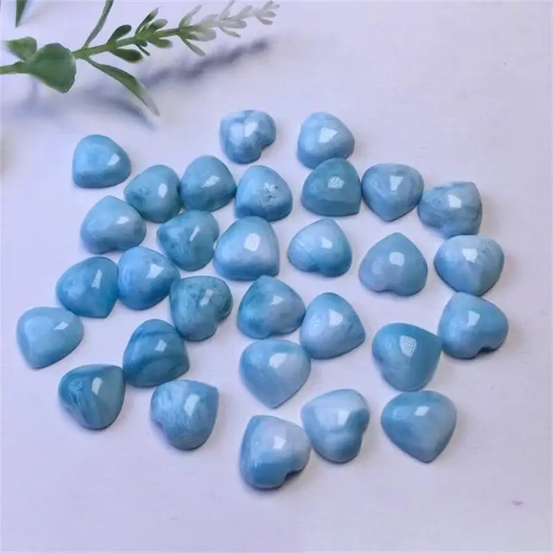 5pcs Natural Larimar Heart Jewelry Making For Pendant Earring Crystal Healing Stone Fashion Gift DIY Accessories 9-10mm