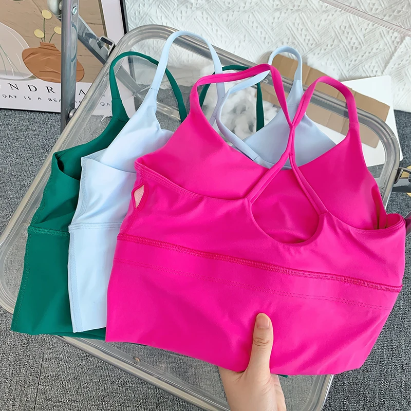 

Fashion Solid Color Sexy Cross Back Y shape Yoga Underwear Women Breathable Shockproof Workout Running Sport Crop Tops