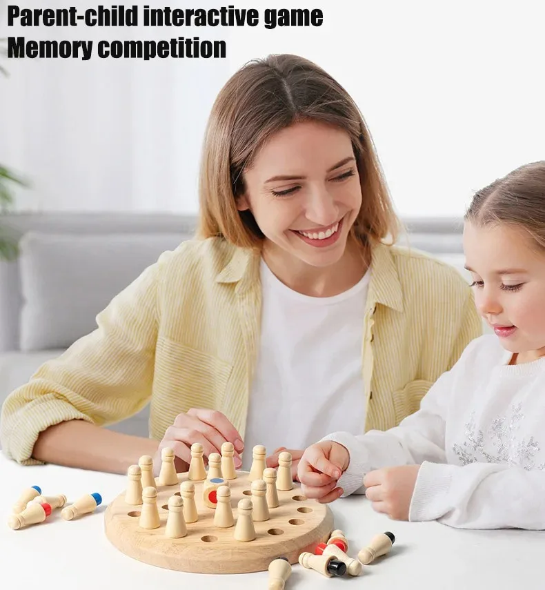 Wooden Memory Match Stick Chess Color Game Board Puzzles Montessori Educational Toy Cognitive Ability Learning Toys For Children