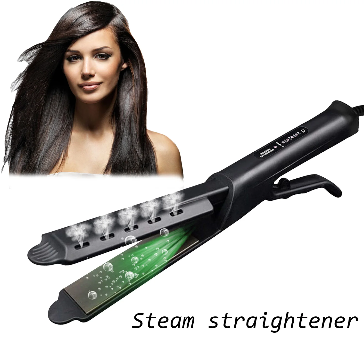 Steampod Hair Straightener Ceramic Flat Iron Fluffy Hair Curler Iron Four Gear Corn Splint Curling Hair Styling Tools For Women