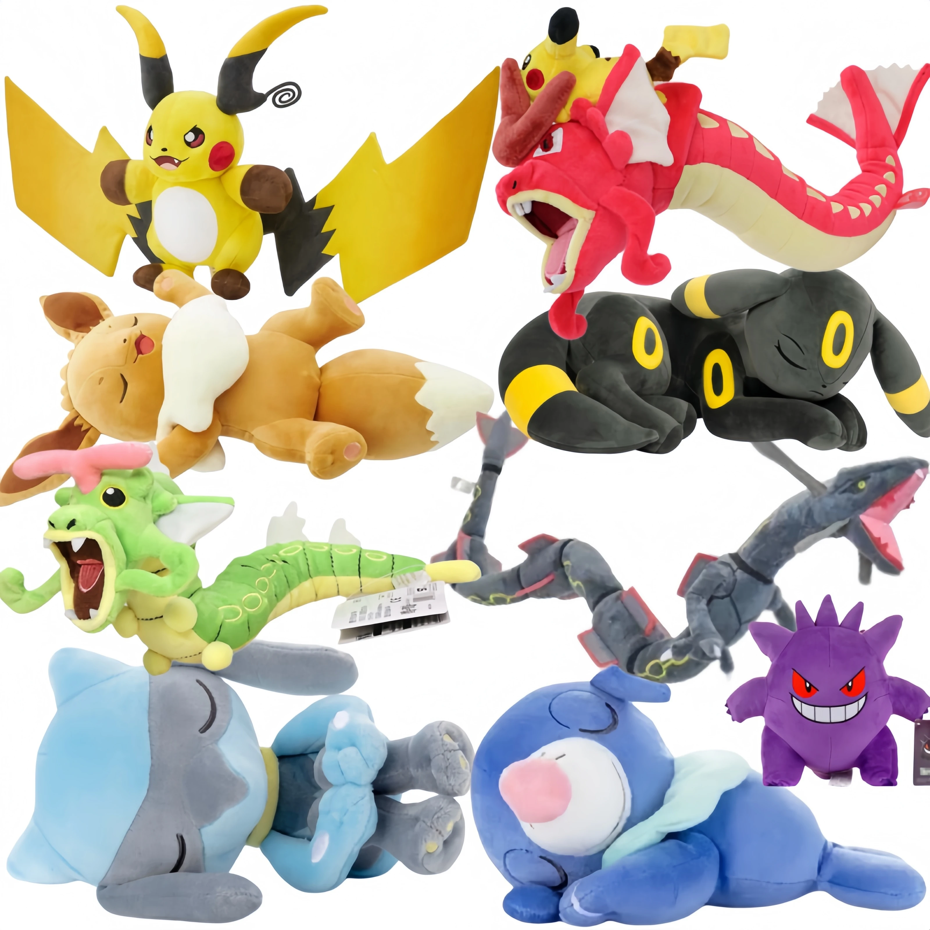  New Mega Raichu Plush Doll Lying Eevee Plush Toy Japan Anime Caterpie Popplio Riolu Umbreon Rayquaza Jigglypuff Plushie Gift
