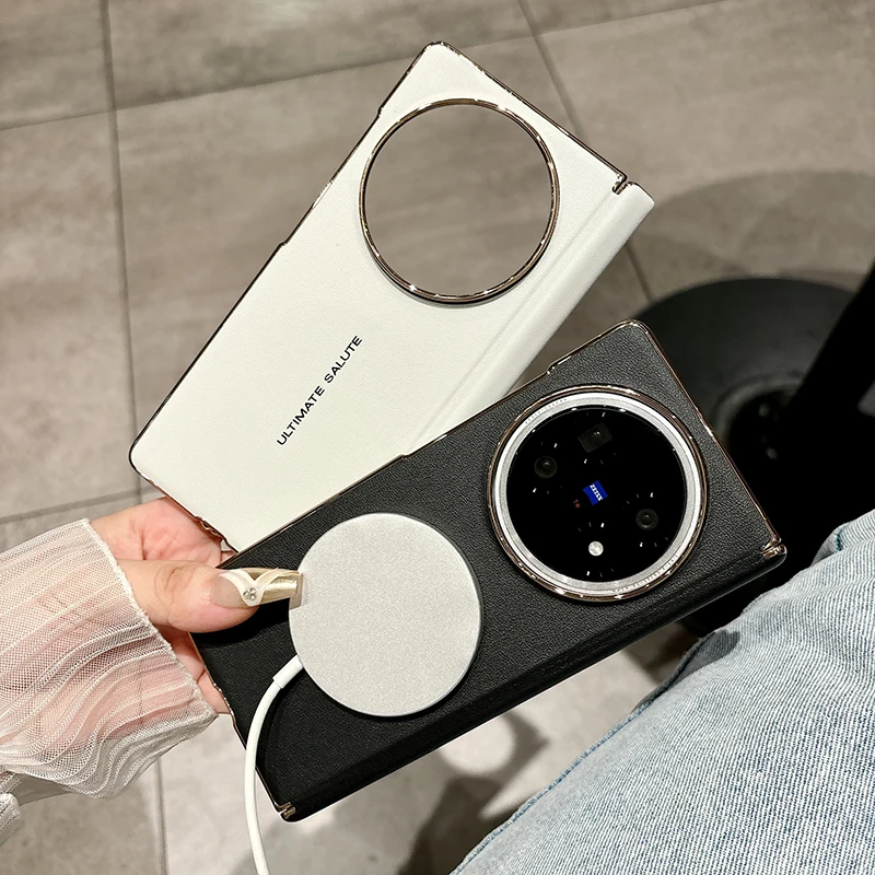 

Case for Vivo X Fold 5 Electroplating invisible Magnetic PU Leather Shockproof Hard Mobile Phone Case Cover