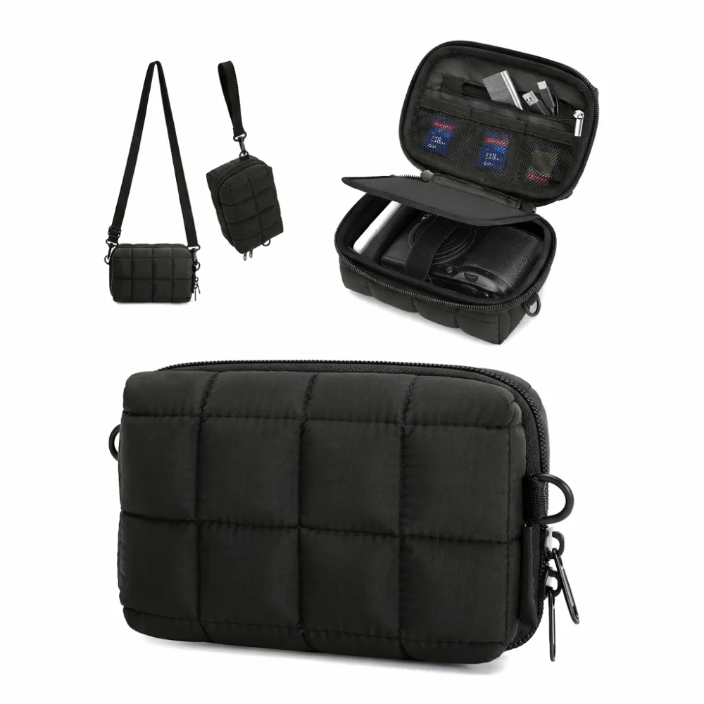 Universal 2 Carrying Ways Digital Camera Case Lightweight Puffy Camera Insert Pouch Shockproof Thickened Crossbody Daily Travel