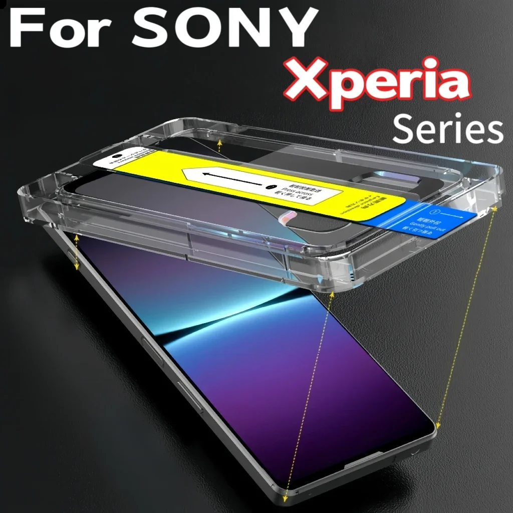 

1-3 шт., быстрая установка без пыли для SONY Xperia 1 VI 10 VII 9H HD, защитная пленка из закаленного стекла с комплектом для автоматического удаления пыли
