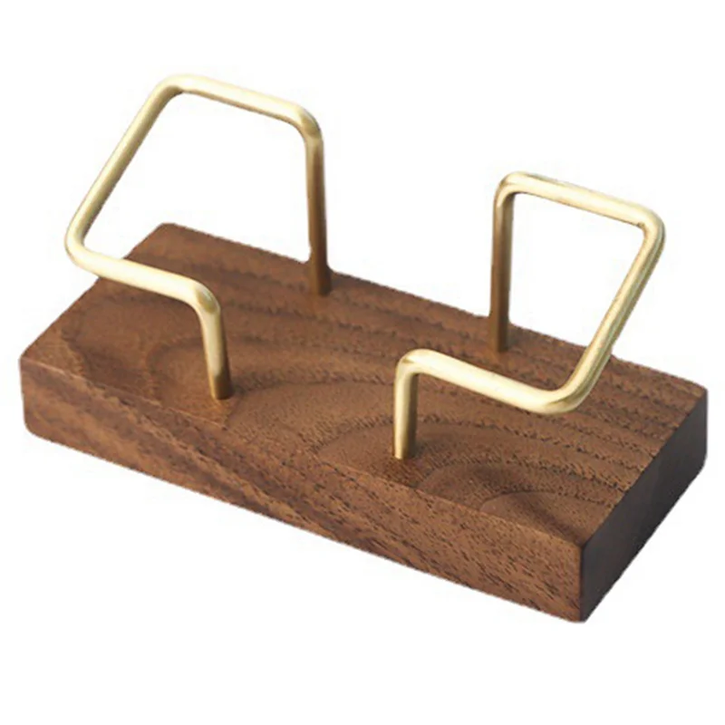 

AM-3X Walnut Brass Business Card Holder Wooden Business Card Holder Metal Business Card Rack Solid Wood Card Note Box