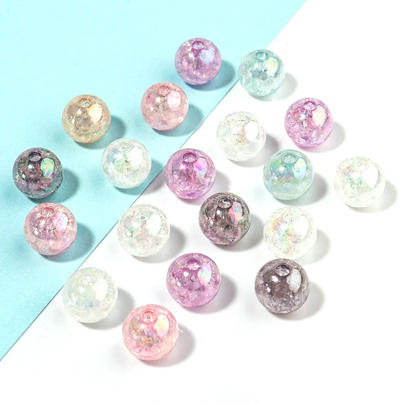 50-100pcs/lot Transparent Mermaid Acrylic Beads Shiny Round Spacer Beads For Making Necklace Bracelet Keychain Accessories