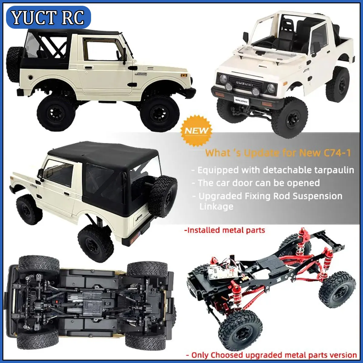 WPL C74-1 1/10 coche RC Convertible Suzuki Jimny JA11 vehículo todoterreno de escalada remota 4WD modelo 370 motor modificado juguete para niños