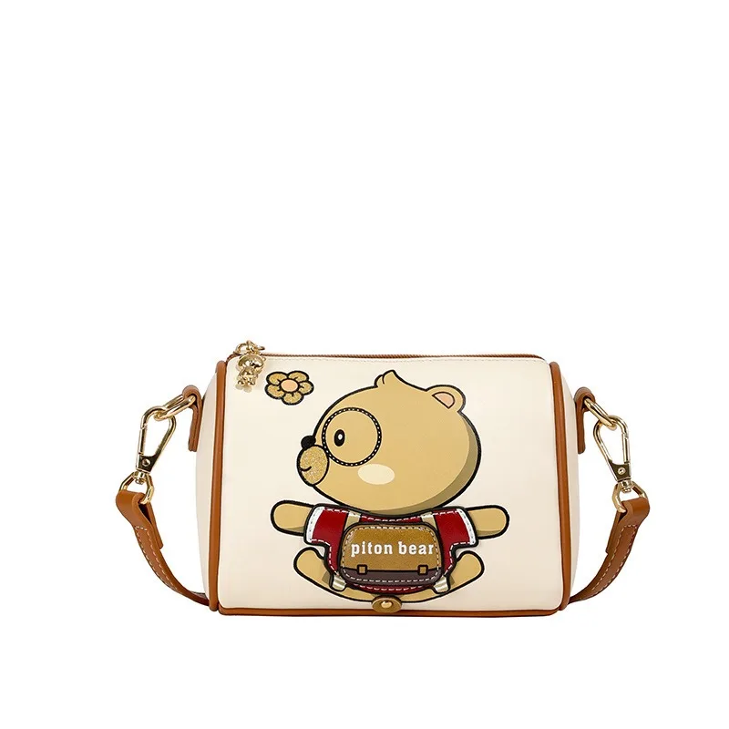 Beibaobao-bolsa de ombro feminina de urso bonito, versátil tiracolo, estilo ocidental, moda casual, nova, 2024