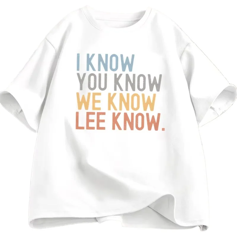 

Футболка I Know You Know Lee Know для мужчин и женщин, с принтом, с коротким рукавом, летняя, с круглым вырезом, одежда