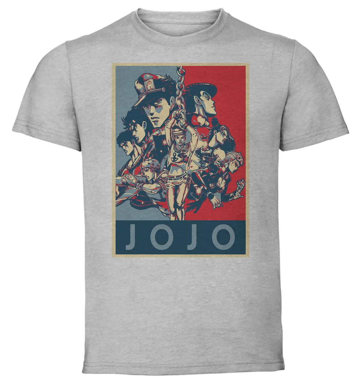 

T-Shirt Unisex Grey Propaganda Jojo's Bizarre Adventure Main Characters