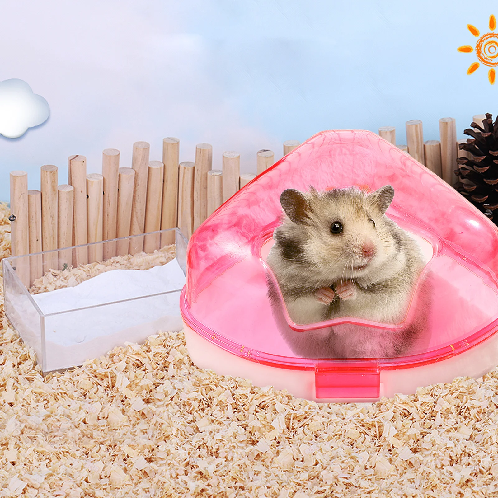 

1Set Star Hamster Sandbox Bathtub Household Transparent Small Pet Bathing Container Sand Bath Room Pet Supply