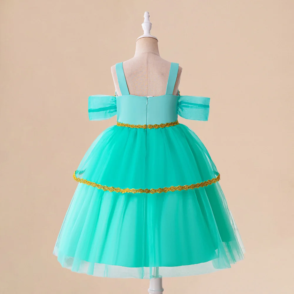 Girls Jasmine Princess Dresses Girl Sequin Cosplay Party Dress Child Shining Disney Birthday Gift Kids Elegant Evening Costumes