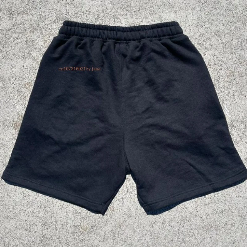 Shorts de algodão preto masculino e feminino, hipster americano, impressão em espuma, modelos soltos, cinco calças, estilo de rua, casual, verão