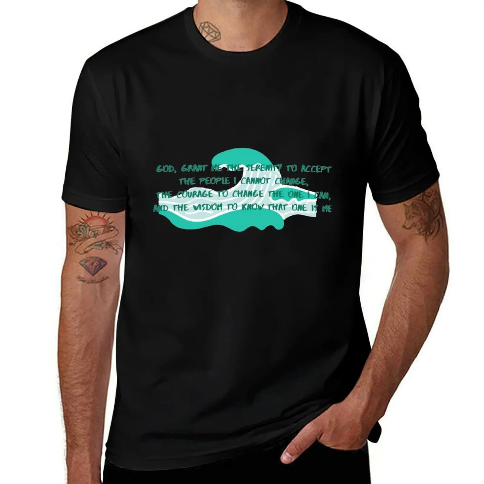 

God grant me the serenity...ACA Adult Children of Alcoholics serenity prayer superimposed on an ocean wave T-Shirt