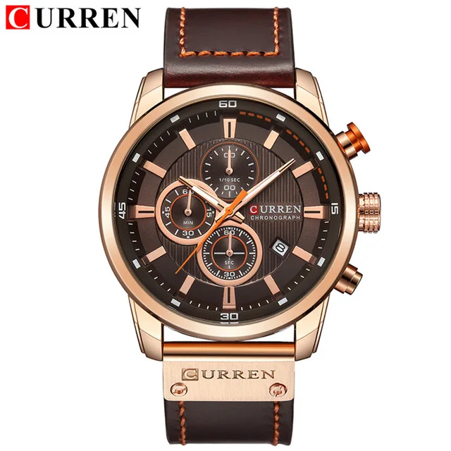 

Fashion Curren Top Brand Luxury Chronograph Gentleman Men's Casual Quartz Men Military Sports Leather Wrist Watch Male Relogio