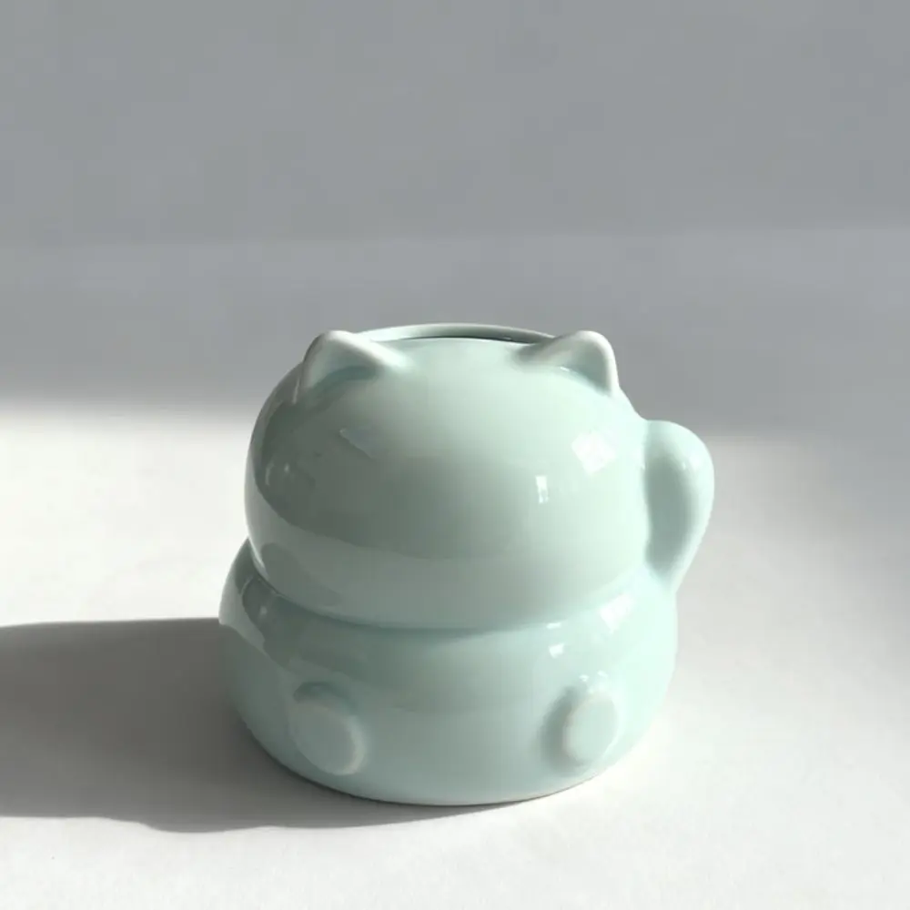 Cartoon Cat Ceramic Fruit Forks Set Ins Style Solid Color Ceramic Fruit Forks Receipt Jar Creative Decorative