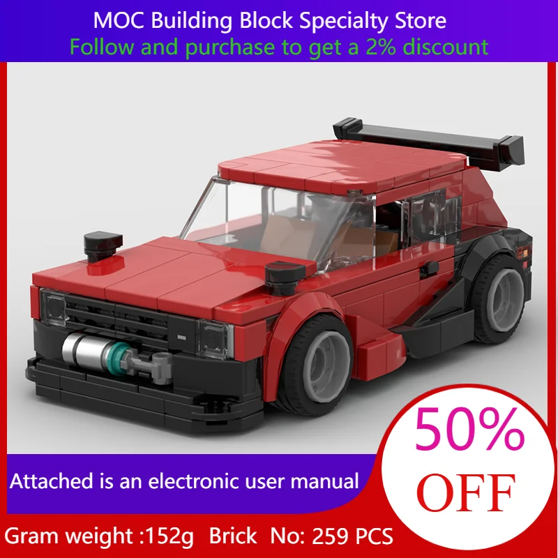 

Строительный блок, модель автомобиля 259, детали, красный, 8 шпилек, широкая версия, креативный рождественский подарок для мальчиков, взрослых, детей