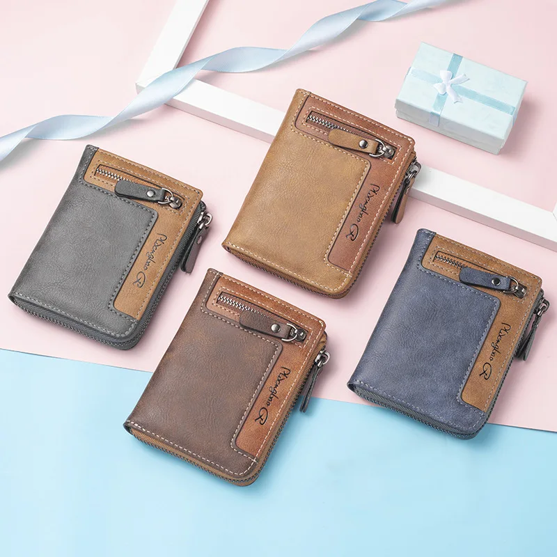 Men's New Zipper Small Money Bag Youth Fashion Vertical Multi Card Function Wallet Zipper Zero Card Holder Coin Bag image 4