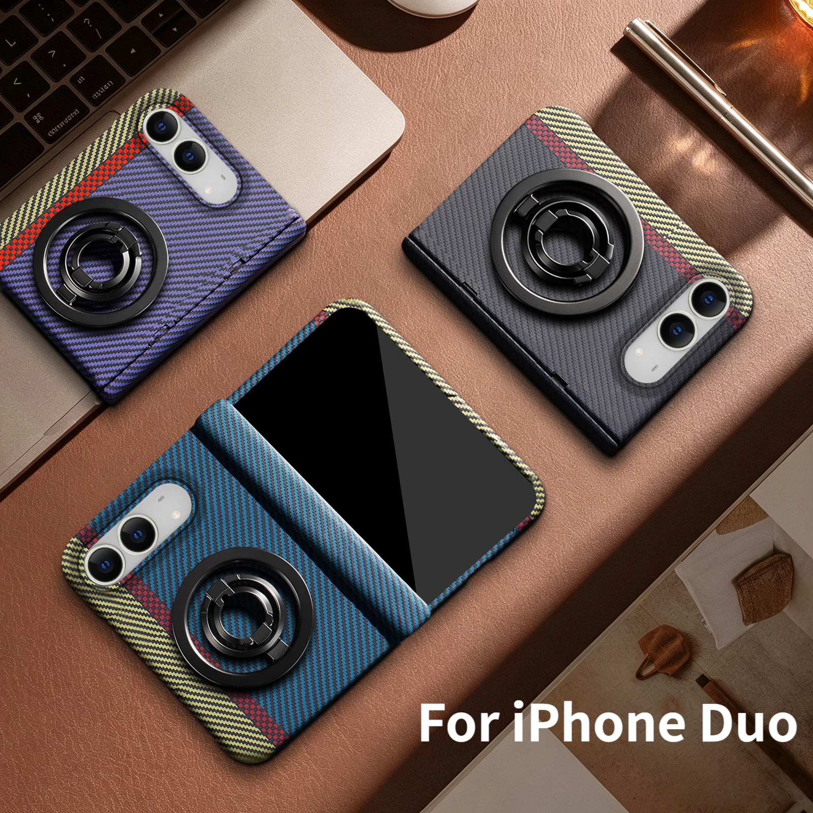 360 Rotating Magnetic Phone Case for iPhone Duo Fold Tempered Glass Screen Protector Shockproof  for Magsafe Cover