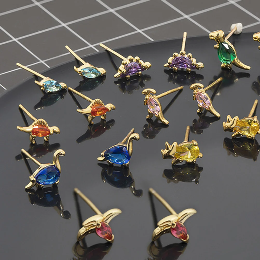 

4Pairs Cartoon Dinosaur Earrings Animal Shape Ear Accessories Creative Lovely Earrings Comfortable Gift for Women