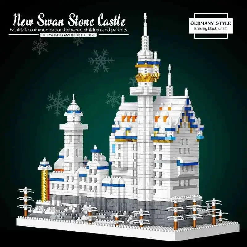 Swan Lake Castle Building Blocks Set Children Brick Assembly ToyTrain Hands-on Skills Creative Educational Building Toy for Kids