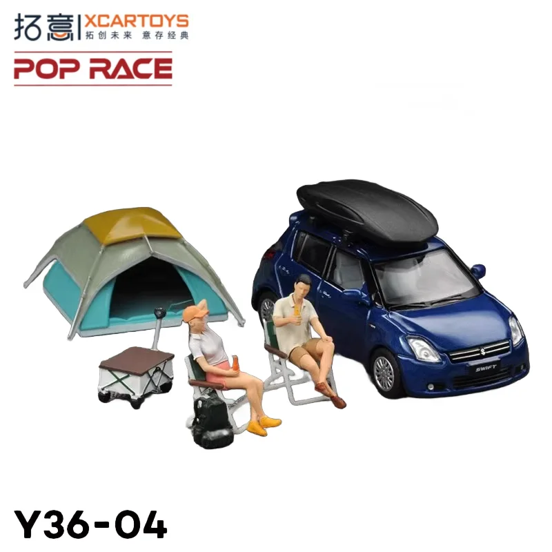 XCARTOYS 1:64 Suzuki Swift Camping Tent set Alloy roller miniature simulation car model,adult decoration,boy toys,birthday gifts