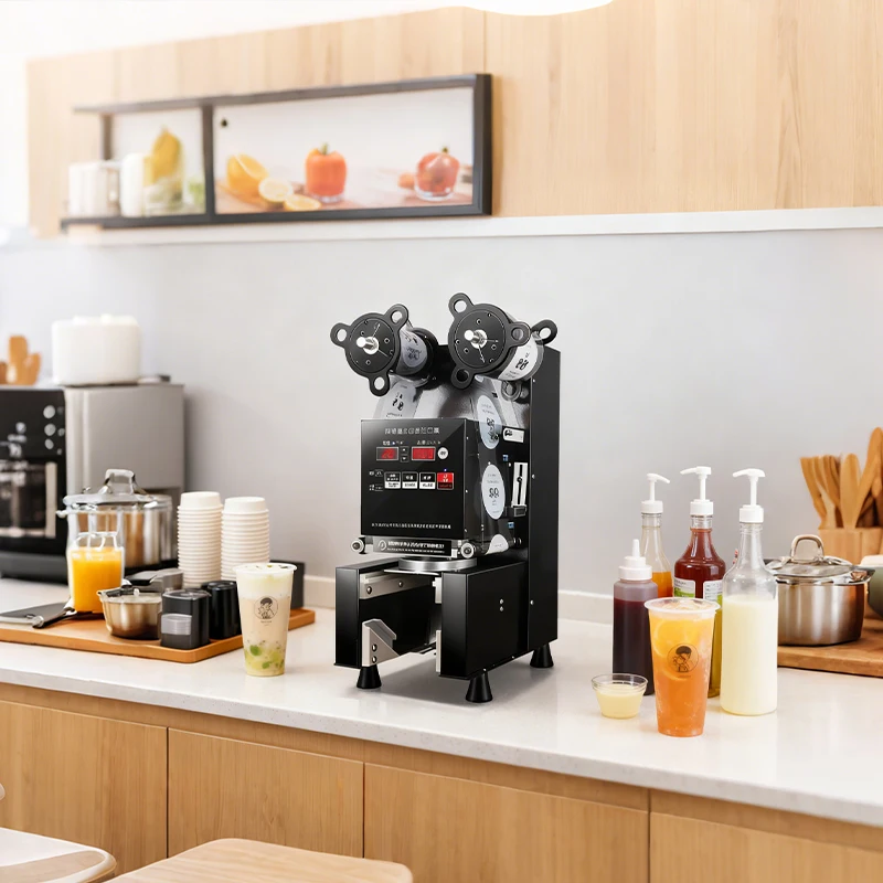 

Для кофе, чая, магазина, автоматическая машина для запечатывания чашек, коммерческая машина для запечатывания чашек с молоком, 90/95 мм, для завтрака, соевого молока, пластиковый упаковщик бумажных стаканчиков, 220 В