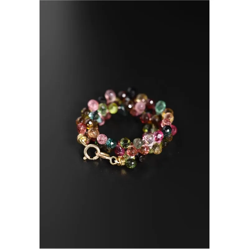 

Color water drop tourmaline bracelet women's 18K gold treasure bracelet bracelet jewelry